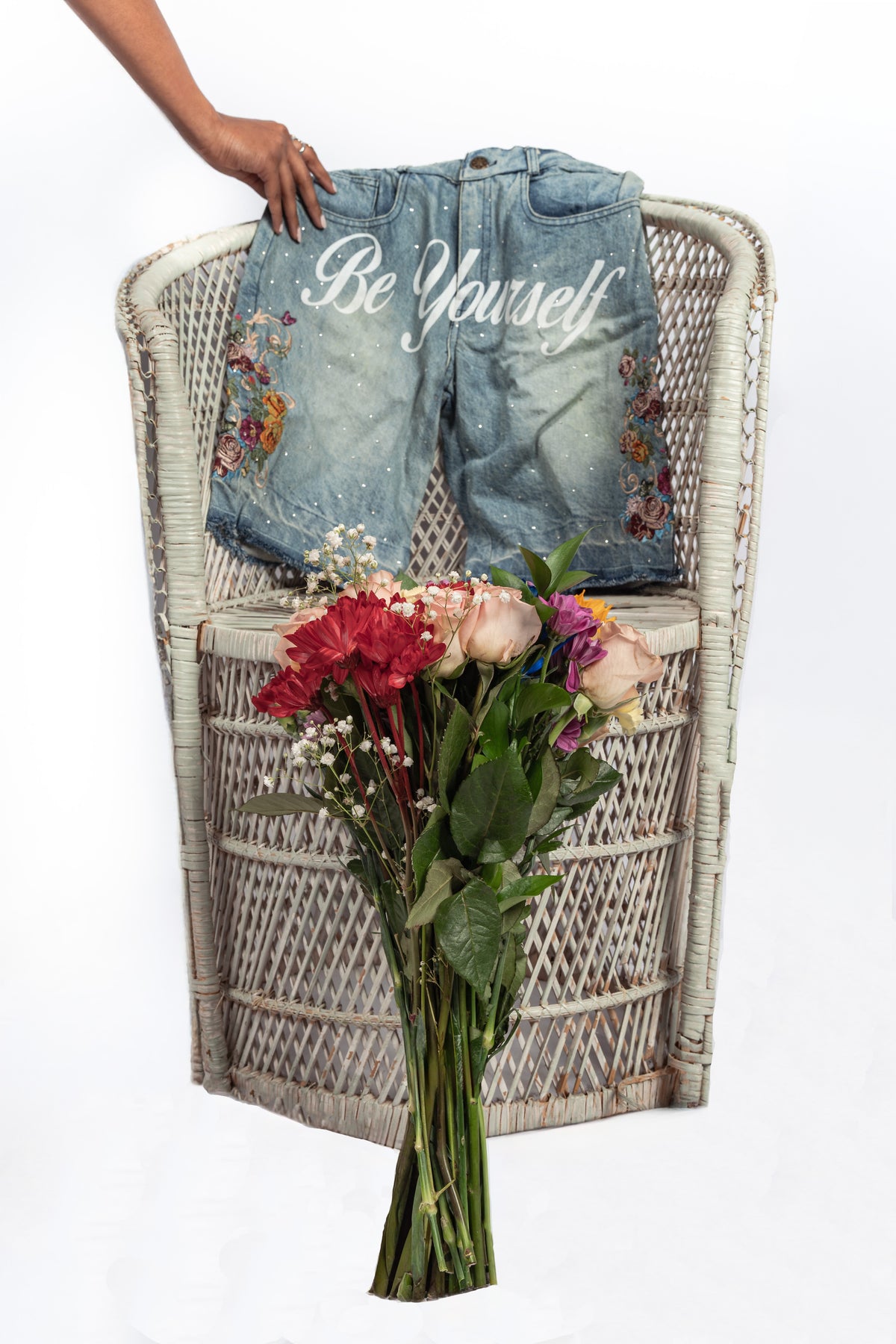 BE YOURSELF FLORAL JORTS